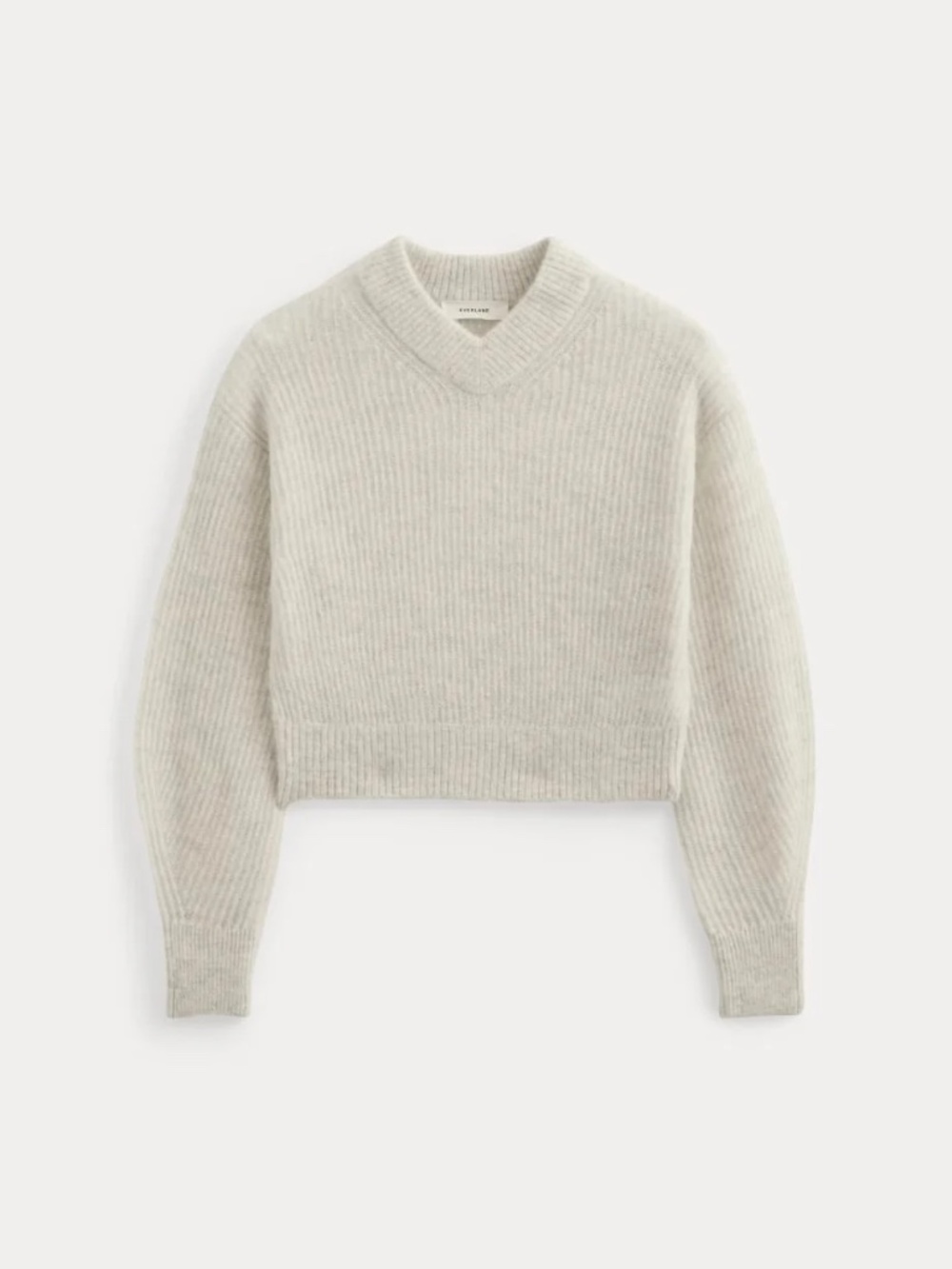 Everlane Cropped Cocoon Sweater V-Neck Medium Almond Alpaca
